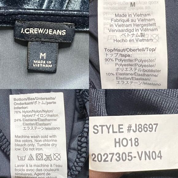 J. Crew Jeans Dark Blue Velvet Long Sleeve Snap Gusset One Piece Bodysuit Size M - Picture 13 of 13